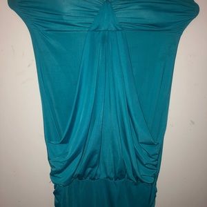 Blue Silk Style Sleeveless Long Top